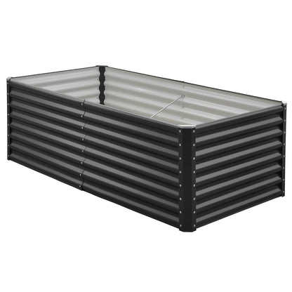 Metal Raised Garden Bed, 1.8 x 0.9 x 0.6 m Outdoor Galvanized Planter Garden Box, Open Bottom Design, Large Planter Raised Bed for Growing Vegetables, Flowers, Herbs, and Succulents, Dark Gray