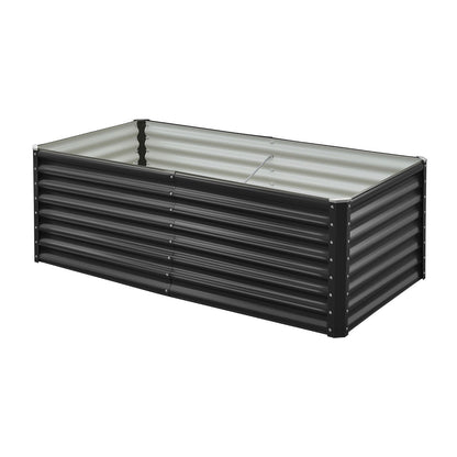 Metal Raised Garden Bed, 1.8 x 0.9 x 0.6 m Outdoor Galvanized Planter Garden Box, Open Bottom Design, Large Planter Raised Bed for Growing Vegetables, Flowers, Herbs, and Succulents, Dark Gray