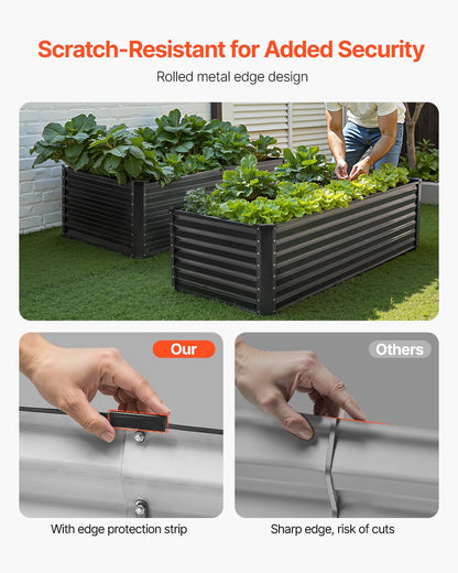 VEVOR Metal Raised Garden Bed 6x3x2ft Outdoor Galvanized Planter Box Dark Gray