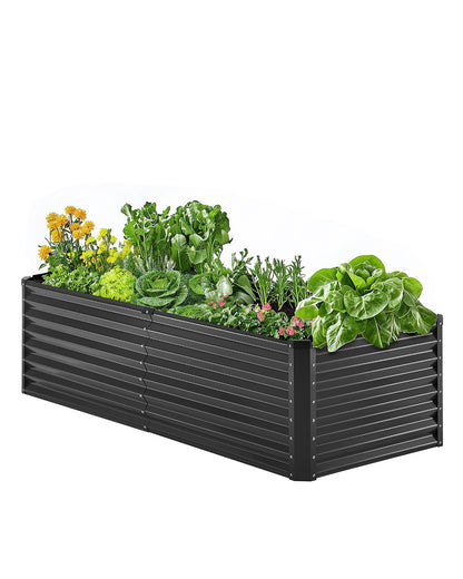 VEVOR Metal Raised Garden Bed 6x3x2ft Outdoor Galvanized Planter Box Dark Gray