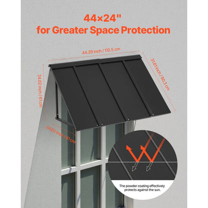 VEVOR Window Awning Door Canopy 44x24 in Outdoor Patio Steel Front Door Awnings