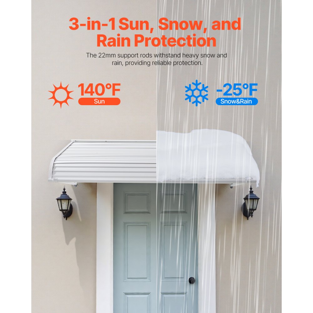 VEVOR Window Awning Door Canopy 60x42 in Aluminum Alloy Front Door Awnings