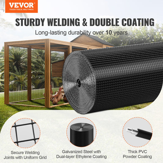 VEVOR Hardware Cloth, 24'' x 100' Galvanized Wire Mesh Roll, 19 Gauge Chicken Wire