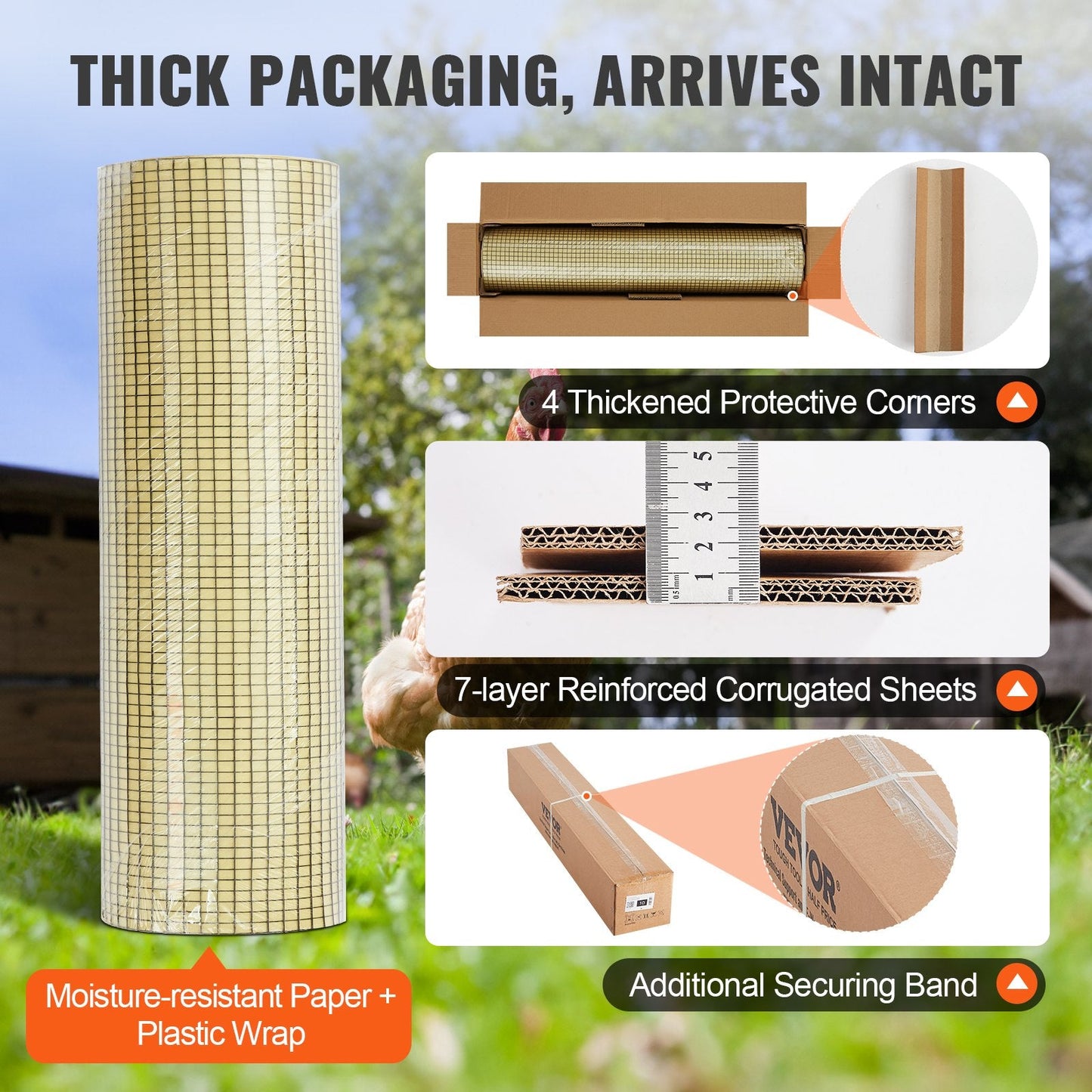 Galvanized Wire Mesh Roll, 0.91m x 30.48m, 19 Gauge, for Animal Fencing