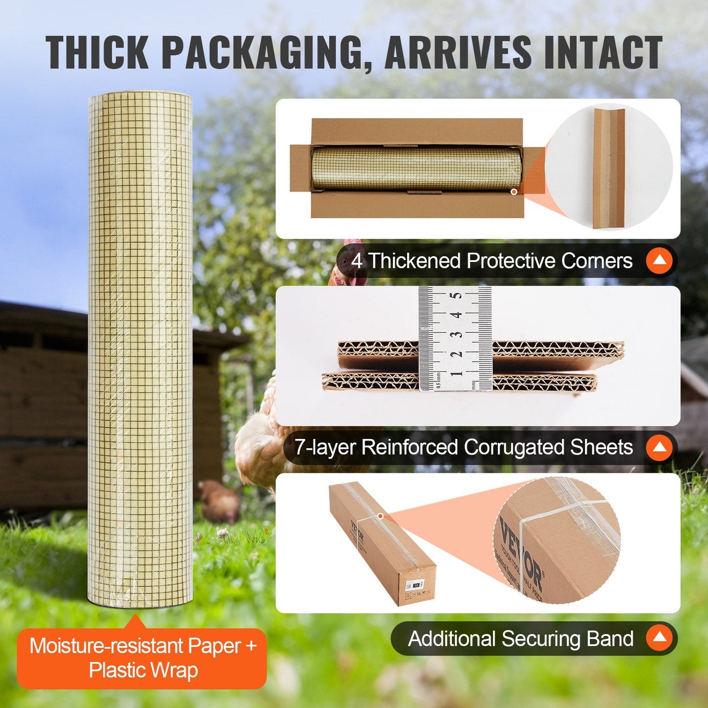 Galvanized Wire Mesh Roll, 19 Gauge, 0.91m x 15.24m, for Animal Fencing