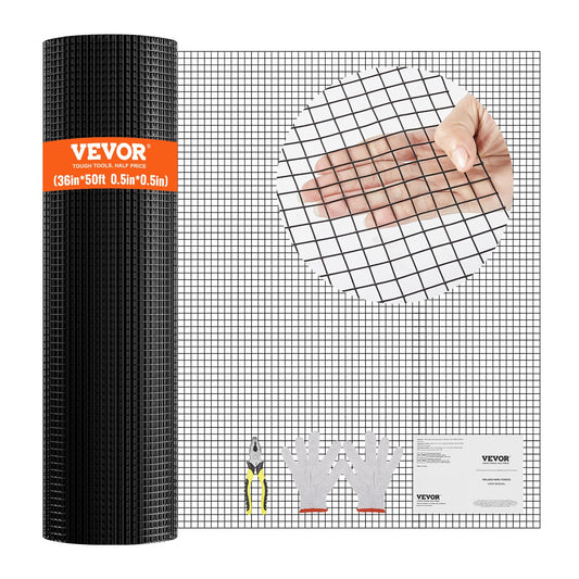 VEVOR Hardware Cloth, 36'' x 50' Galvanized Wire Mesh Roll, 19 Gauge Chicken Wire