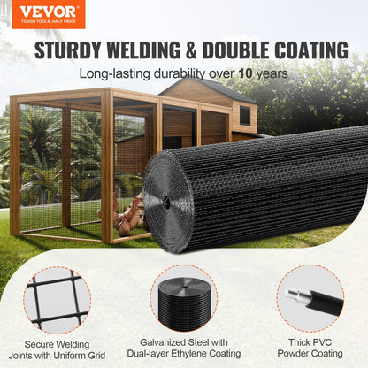 Hardware Cloth, 1.2 x 30.48m Galvanized Wire Mesh Roll, 19 Gauge Chicken Wire Fence Roll, Vinyl Coating Metal Wire Mesh for Chicken Coop Barrier, Rabbit Snake Fences, Poultry Enclosures