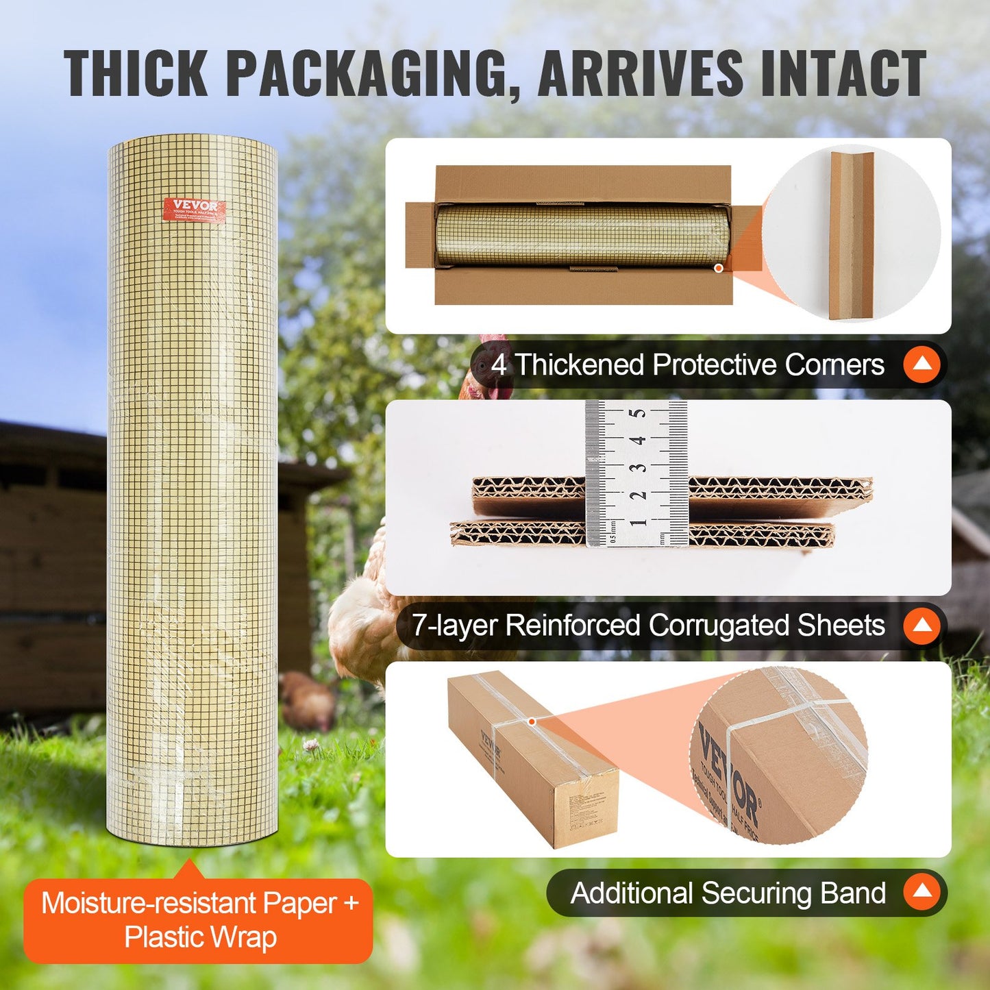 Hardware Cloth, 1.2 x 30.48m Galvanized Wire Mesh Roll, 19 Gauge Chicken Wire Fence Roll, Vinyl Coating Metal Wire Mesh for Chicken Coop Barrier, Rabbit Snake Fences, Poultry Enclosures