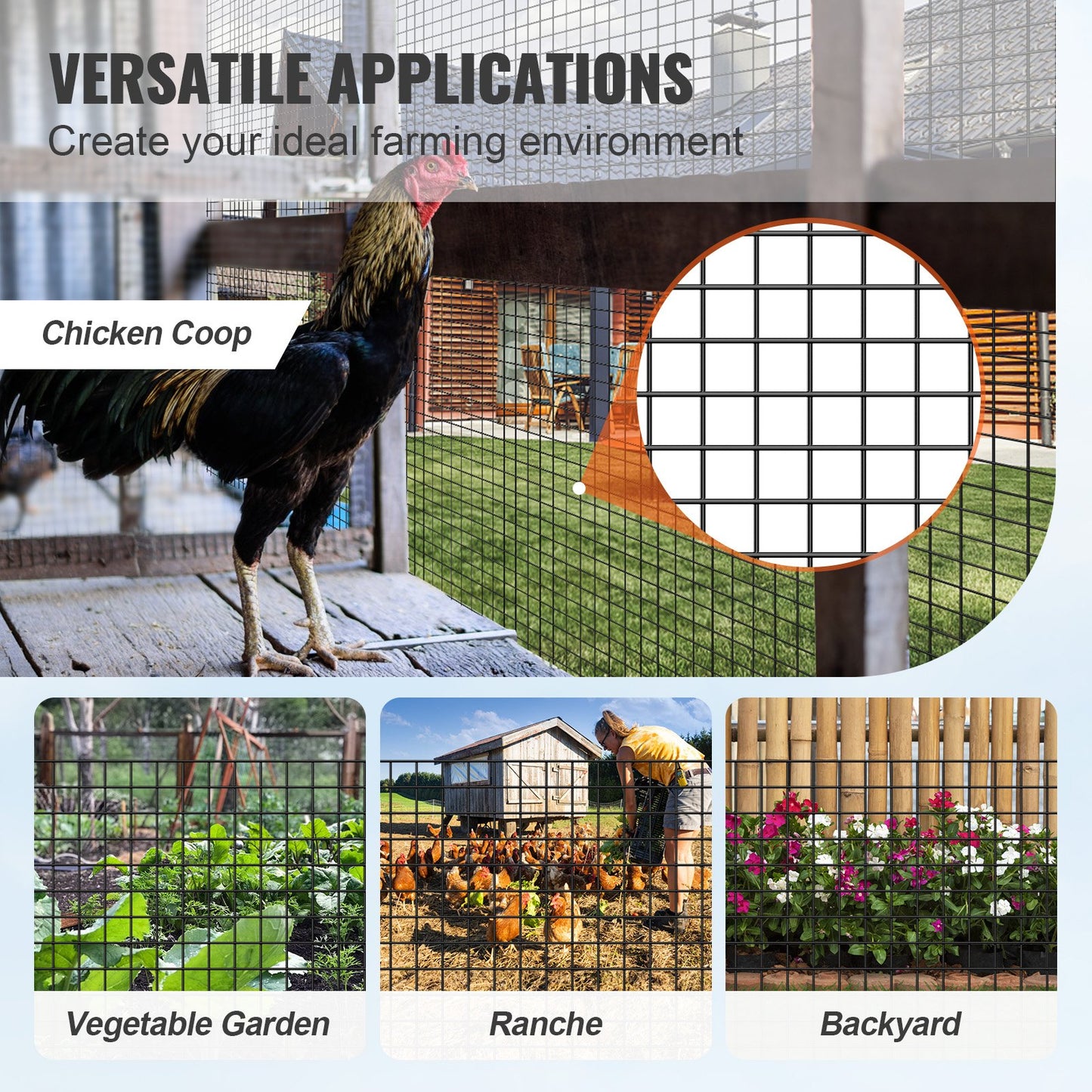 VEVOR Hardware Cloth, 48'' x 50' Galvanized Wire Mesh Roll, 19 Gauge Chicken Wire