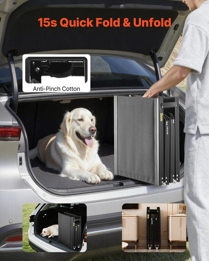 Dog Ramp for Cars, 1600 × 432 mm, Folding Pet Ramps for Medium & Large Dogs up to 113 kg, Pet Stair Ramp with Non-Slip Oxford Fabric Surface, Portable Outdoor Dog Car Ramps for SUV & Truck