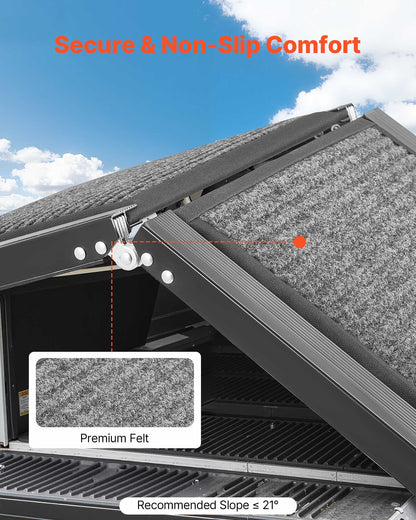 Dog Ramp for Cars, 1800 × 432 mm, Folding Pet Ramps for Medium & Large Dogs up to 113 kg, Pet Stair Ramp with Non-Slip Felt Rug Surface, Portable Outdoor Dog Car Ramps for SUV & Truck