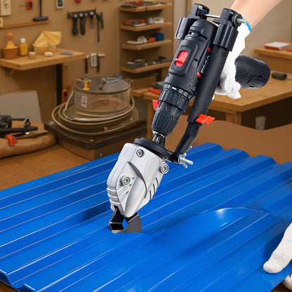 Metal Shear/Cutter Drill Attachment, Sheet Metal Cutter with 360-Degree Pivoting Head, Sharp Blades,Ideal for 18 GA Galvanized Steel, 20 GA Stainless Steel, Aluminum Plate, Plastic, Cardboard