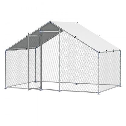 Metal Chicken Coop 9.8x6.5x6.5ft Walk-in Chicken Run with Cover Spire Roof