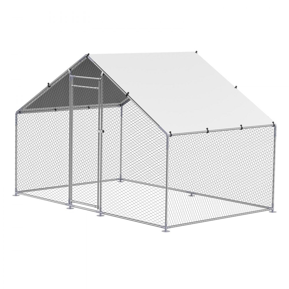 Metal Chicken Coop 9.8x6.5x6.5ft Walk-in Chicken Run with Cover Spire Roof