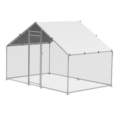 Metal Chicken Coop 9.8x6.5x6.5ft Walk-in Chicken Run with Cover Spire Roof