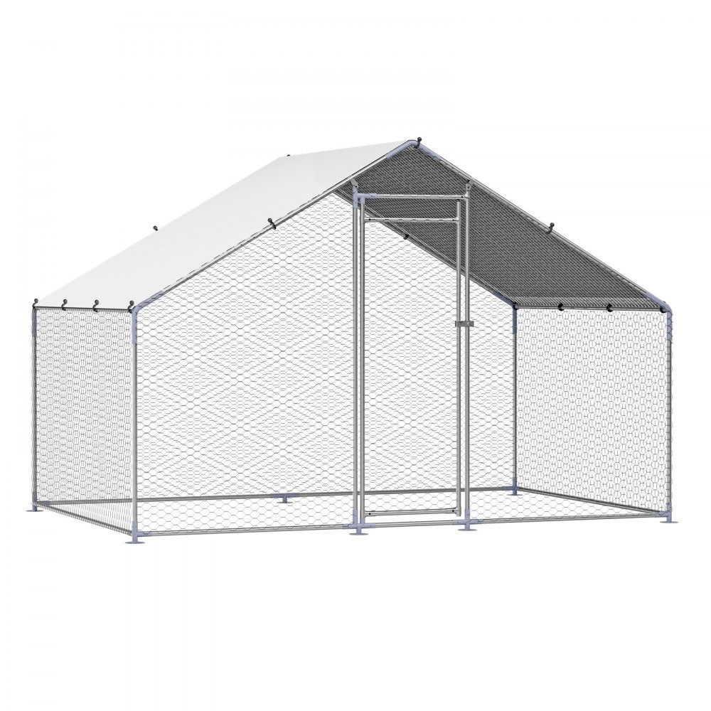Metal Chicken Coop 9.8x6.5x6.5ft Walk-in Chicken Run with Cover Spire Roof