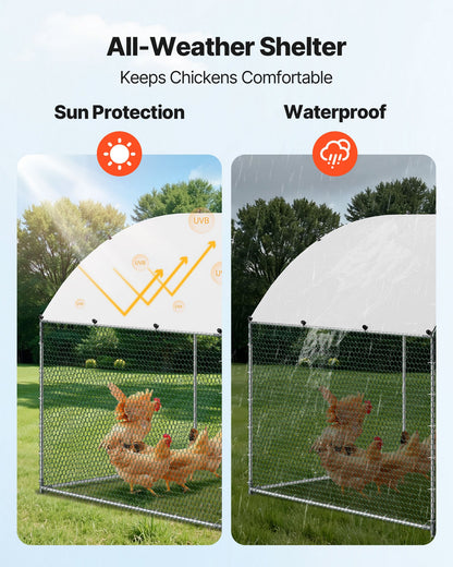 Metal Chicken Coop, 9.8x6.5x6.5ft Large Walk-in Chicken Runs with Cover, Doom Roof Hen House Enclosure with Security Lock, Outdoor Duck Rabbit Cage Poultry Pen for Backyard, Farm, Yard