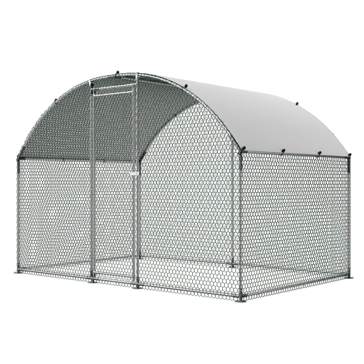 Metal Chicken Coop, 9.8x6.5x6.5ft Large Walk-in Chicken Runs with Cover, Doom Roof Hen House Enclosure with Security Lock, Outdoor Duck Rabbit Cage Poultry Pen for Backyard, Farm, Yard