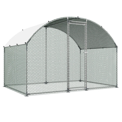 Metal Chicken Coop, 9.8x6.5x6.5ft Large Walk-in Chicken Runs with Cover, Doom Roof Hen House Enclosure with Security Lock, Outdoor Duck Rabbit Cage Poultry Pen for Backyard, Farm, Yard