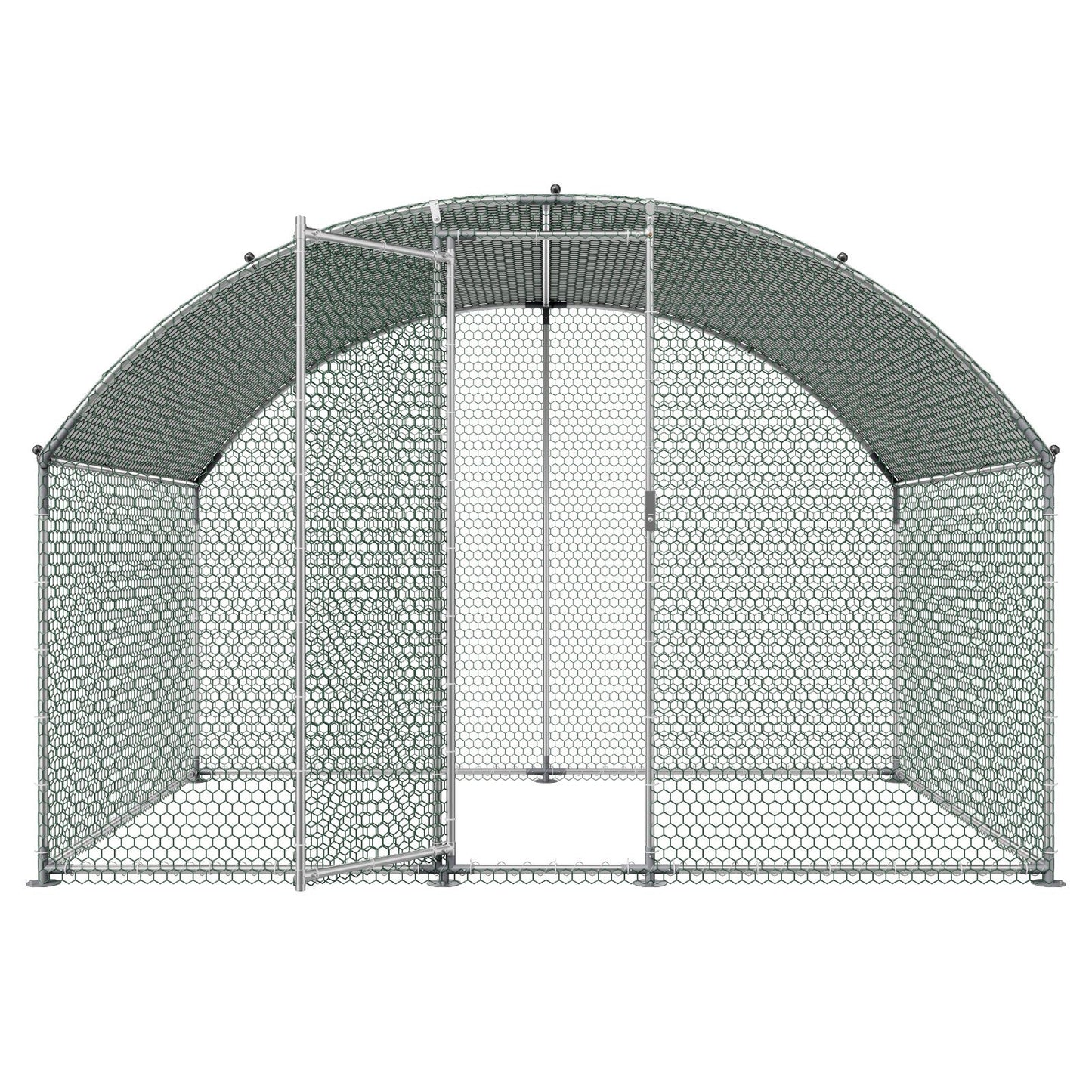 Metal Chicken Coop, 9.8x6.5x6.5ft Large Walk-in Chicken Runs with Cover, Doom Roof Hen House Enclosure with Security Lock, Outdoor Duck Rabbit Cage Poultry Pen for Backyard, Farm, Yard