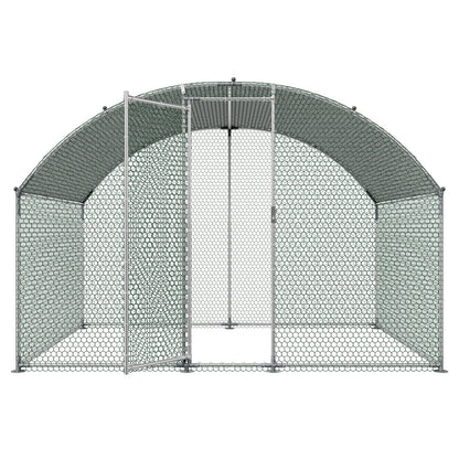 Metal Chicken Coop, 9.8x6.5x6.5ft Large Walk-in Chicken Runs with Cover, Doom Roof Hen House Enclosure with Security Lock, Outdoor Duck Rabbit Cage Poultry Pen for Backyard, Farm, Yard