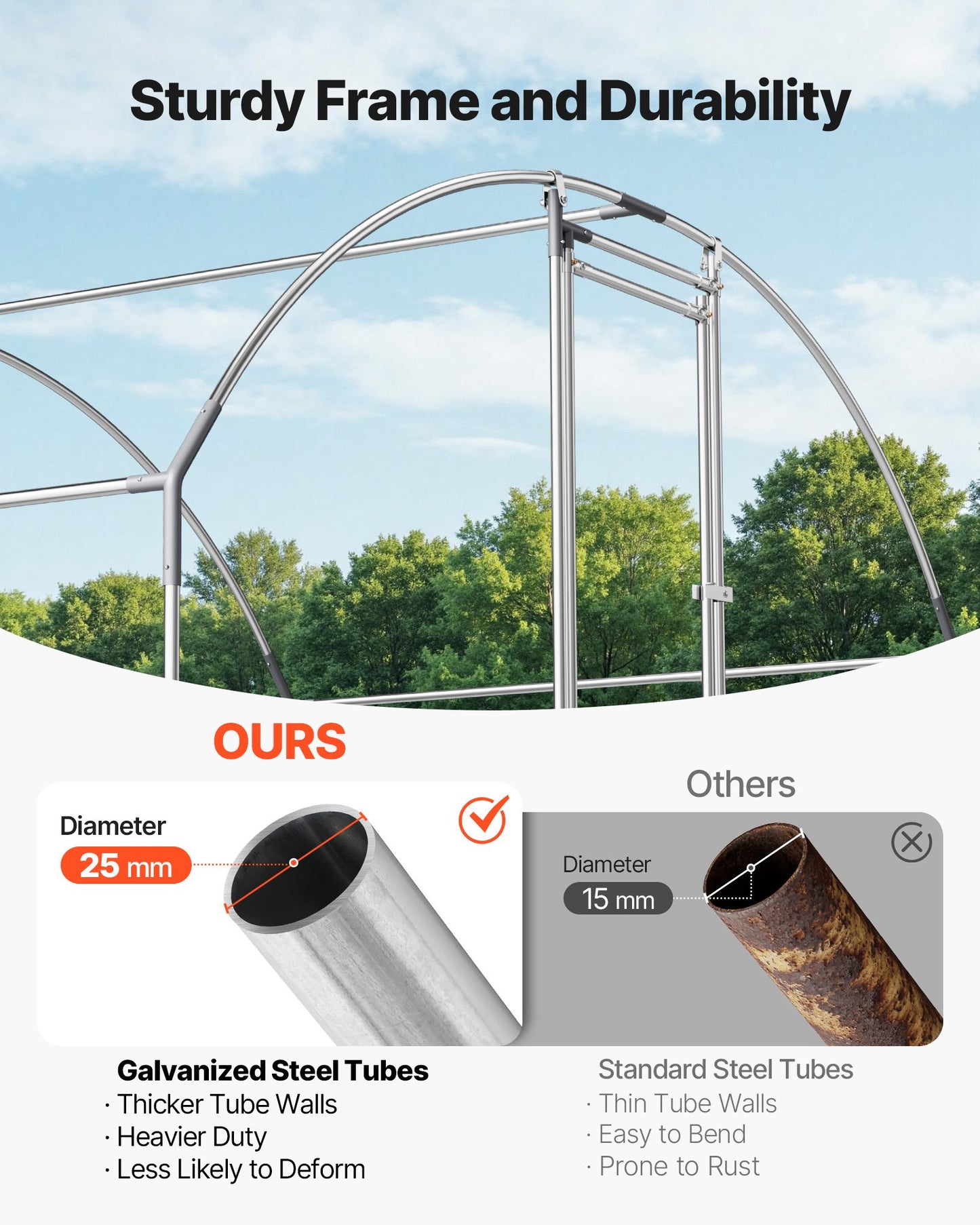 Large Metal Chicken Coop 3 x 2 x 2 m Walk-in Chicken Run House Cage, Doom Roof Hen House Enclosure with Cover and Security Lock, Outdoor Duck Rabbit Cage Poultry Pen for Backyard, Farm, Yard