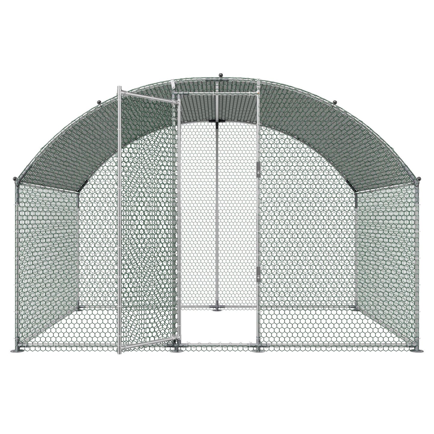Large Metal Chicken Coop 3 x 2 x 2 m Walk-in Chicken Run House Cage, Doom Roof Hen House Enclosure with Cover and Security Lock, Outdoor Duck Rabbit Cage Poultry Pen for Backyard, Farm, Yard