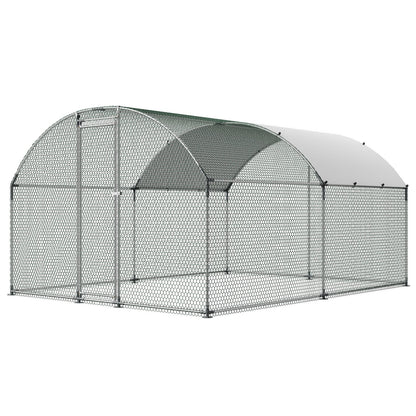 Metal Chicken Coop, 9.8x13.1x6.5 ft Large Walk-in Chicken Runs with Cover, Doom Roof Hen House Enclosure with Security Lock, Outdoor Duck Rabbit Cage Poultry Pen for Backyard, Farm, Yard