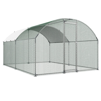 Metal Chicken Coop, 9.8x13.1x6.5 ft Large Walk-in Chicken Runs with Cover, Doom Roof Hen House Enclosure with Security Lock, Outdoor Duck Rabbit Cage Poultry Pen for Backyard, Farm, Yard