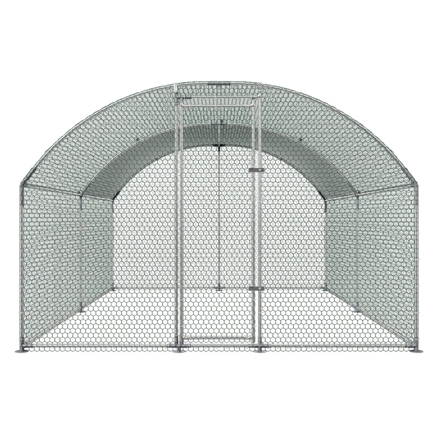 Large Metal Chicken Coop 3 x 3.97 x 2 m Walk-in Chicken Run House, Doom Roof Hen House Enclosure with Cover and Security Lock, Outdoor Duck Rabbit Cage Poultry Pen for Backyard, Farm, Yard Use