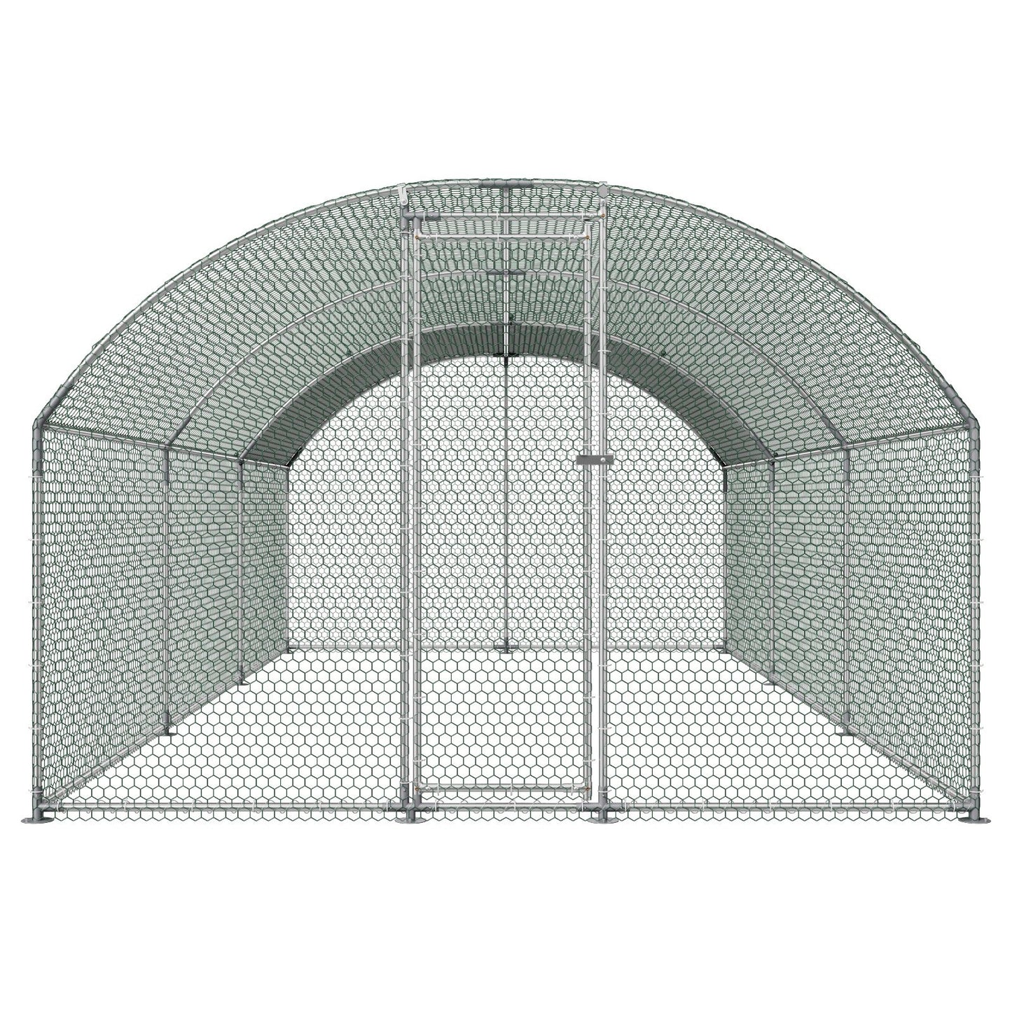 Metal Chicken Coop, 9.8x19.3x6.5 ft Large Walk-in Chicken Runs with Cover, Doom Roof Hen House Enclosure with Security Lock, Outdoor Duck Rabbit Cage Poultry Pen for Backyard, Farm, Yard