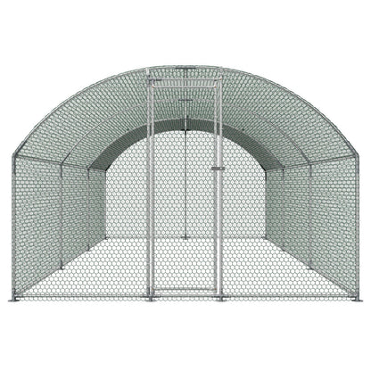 Metal Chicken Coop, 9.8x19.3x6.5 ft Large Walk-in Chicken Runs with Cover, Doom Roof Hen House Enclosure with Security Lock, Outdoor Duck Rabbit Cage Poultry Pen for Backyard, Farm, Yard