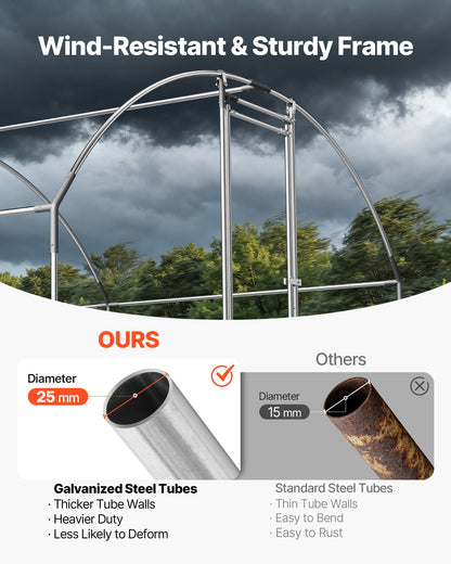 Large Metal Chicken Coop, 3 x 6 x 2 m, Walk-in Chicken Runs with Waterproof Cover, Dome Roof Hen House Enclosure with Lock, Outdoor Duck Rabbit Cage Poultry Pen for Backyard, Farm, Yard Use