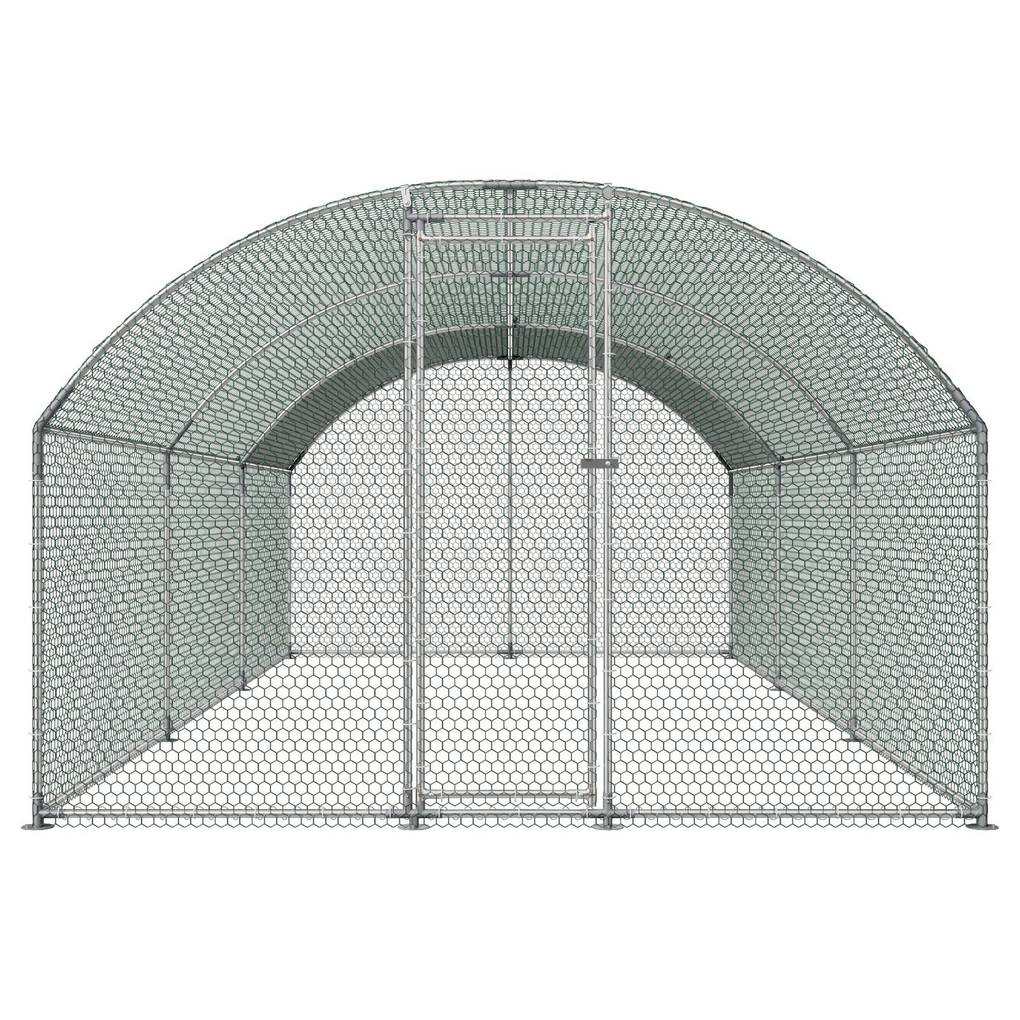 Large Metal Chicken Coop, 3 x 6 x 2 m, Walk-in Chicken Runs with Waterproof Cover, Dome Roof Hen House Enclosure with Lock, Outdoor Duck Rabbit Cage Poultry Pen for Backyard, Farm, Yard Use