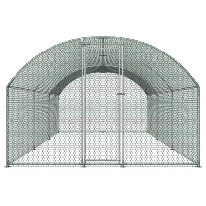 Large Metal Chicken Coop, 3 x 6 x 2 m, Walk-in Chicken Runs with Waterproof Cover, Dome Roof Hen House Enclosure with Lock, Outdoor Duck Rabbit Cage Poultry Pen for Backyard, Farm, Yard Use