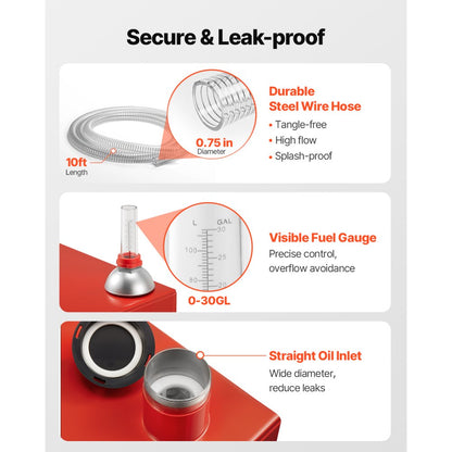 VEVOR 20 Gallon Fuel Caddy Gasoline & Diesel Fuel Tank with Manual Pump Red