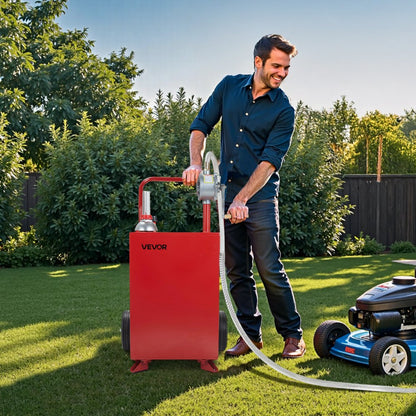 VEVOR 20 Gallon Fuel Caddy Gasoline & Diesel Fuel Tank with Manual Pump Red