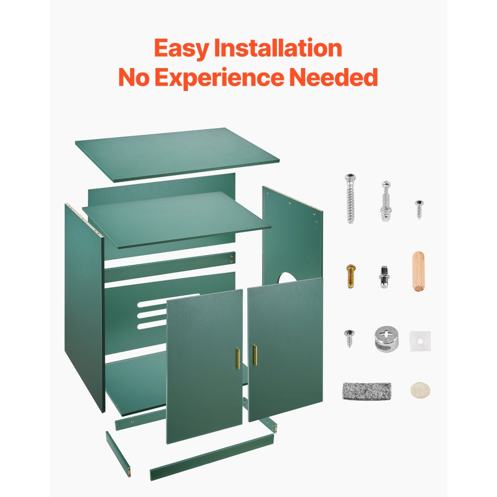 Cat Litter Box Enclosure, 80 cm Hidden Litter Box Cabinet, Wooden Indoor Cat Washroom with Ventilated Holes, Double-Door