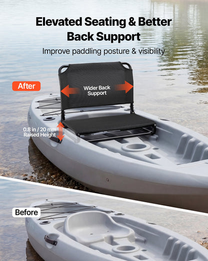 Kayak Seat, Folding Kayak Seat with Comfortable Back Support, Aluminum Alloy Frame & 600D Oxford Fabric, Easy Assembly for Paddling, Fishing and Recreational Kayaking