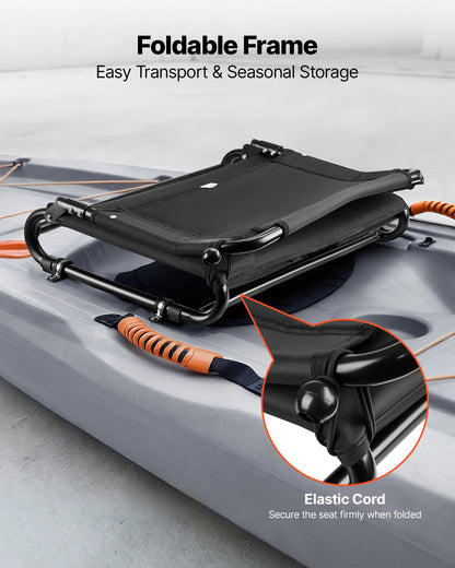 Kayak Seat, Folding Kayak Seat with Comfortable Back Support, Aluminum Alloy Frame & 600D Oxford Fabric, Easy Assembly for Paddling, Fishing and Recreational Kayaking