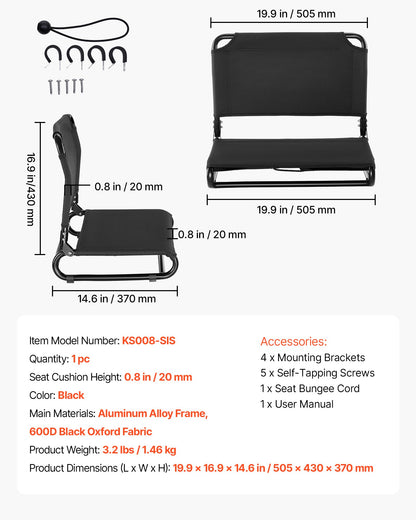 Kayak Seat, Folding Kayak Seat with Comfortable Back Support, Aluminum Alloy Frame & 600D Oxford Fabric, Easy Assembly for Paddling, Fishing and Recreational Kayaking