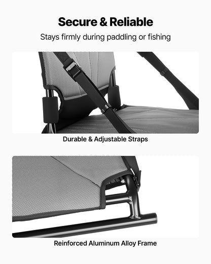 Kayak Seat, 1 Pack 34 mm Raised Height, Universal Foldable Canoe Seat with Adjustable Back Support, Adjustable Straps, and Aluminum Alloy Frame for Sit-on-Top/Fishing/Inflatable Kayaks & Canoes