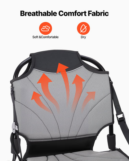 Kayak Seat, 1 Pack 34 mm Raised Height, Universal Foldable Canoe Seat with Adjustable Back Support, Adjustable Straps, and Aluminum Alloy Frame for Sit-on-Top/Fishing/Inflatable Kayaks & Canoes