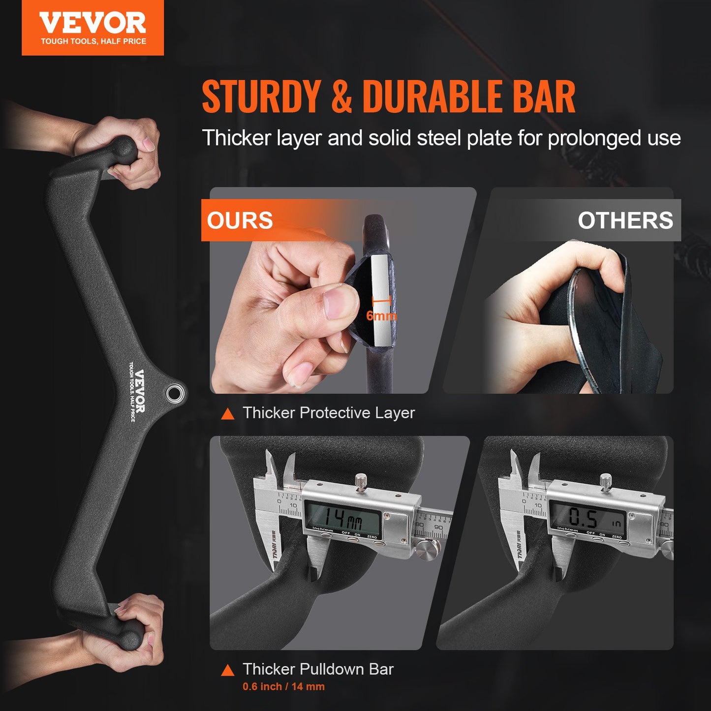 LAT Pulldown Attachment, Cable Machine Rowing V-bar Attachment, Tricep Pull Down Bar, Back Strength Training Rubber Coated Handle Grip, Bicep Curl Tricep Lat Pulldown Bar for Home Gym Fitness
