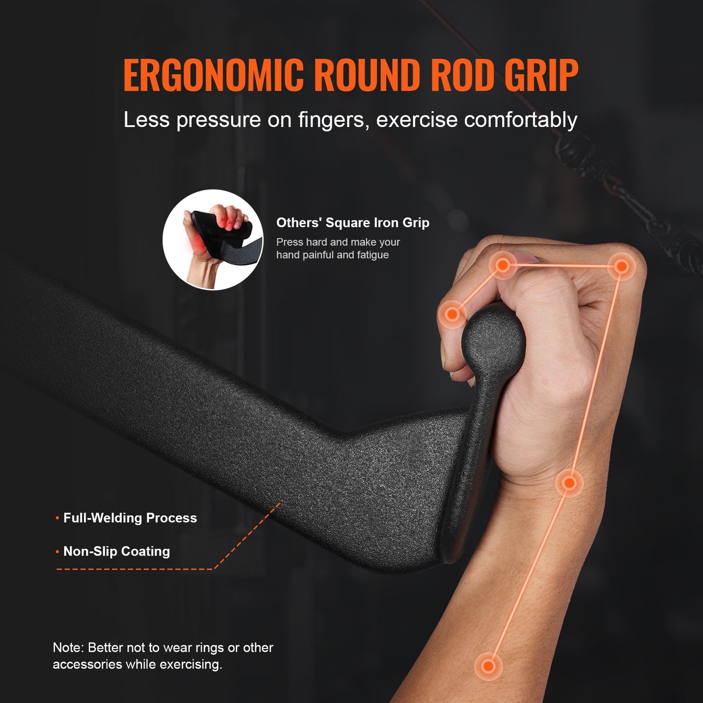 LAT Pulldown Attachment, Cable Machine Rowing V-bar Attachment, Tricep Pull Down Bar, Back Strength Training Rubber Coated Handle Grip, Bicep Curl Tricep Lat Pulldown Bar for Home Gym Fitness