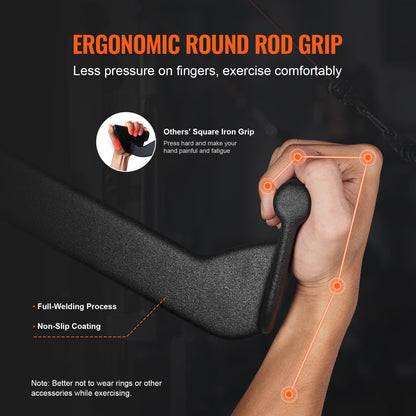 LAT Pulldown Attachment, Cable Machine Rowing V-bar Attachment, Tricep Pull Down Bar, Back Strength Training Rubber Coated Handle Grip, Bicep Curl Tricep Lat Pulldown Bar for Home Gym Fitness