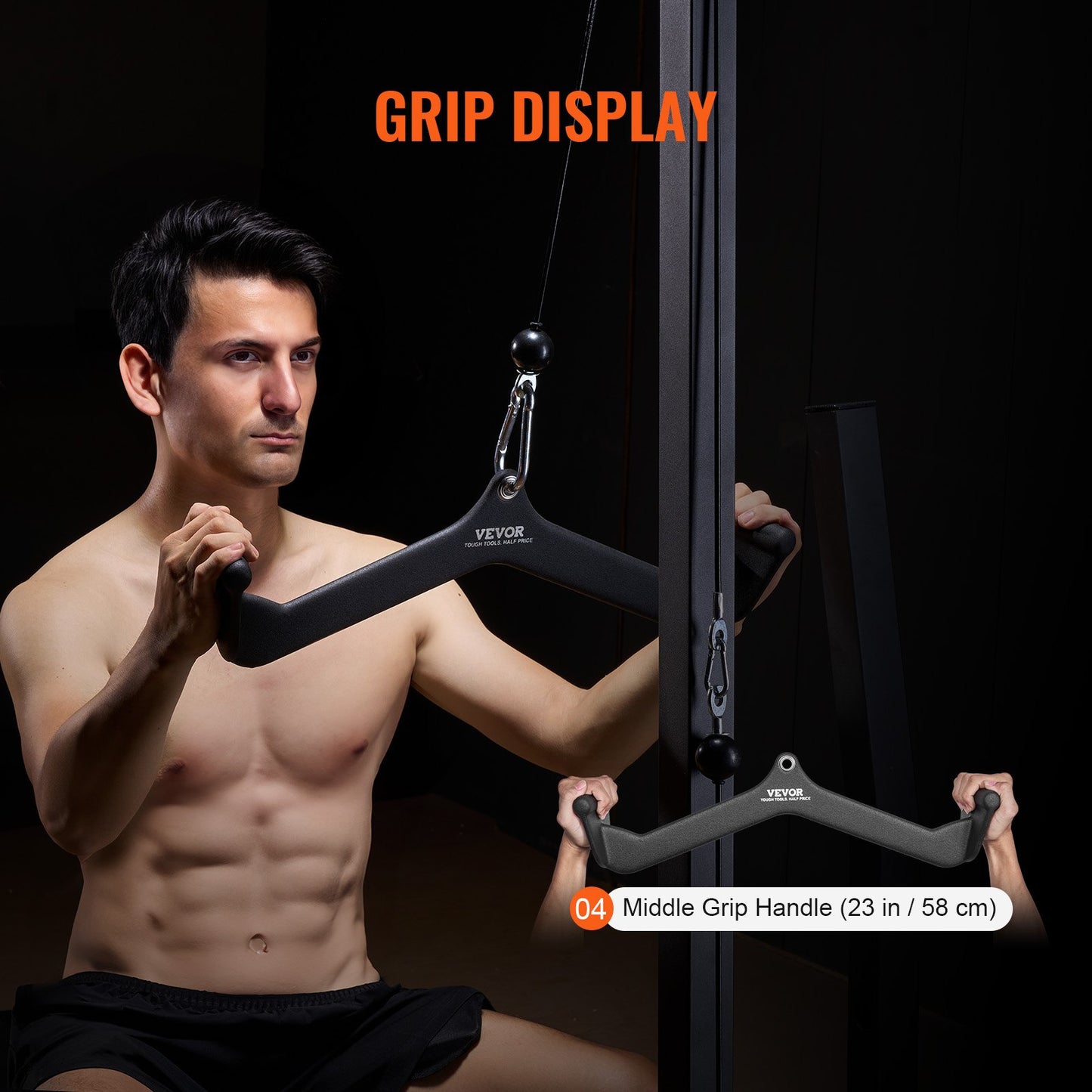 LAT Pulldown Attachment, Cable Machine Rowing V-bar Attachment, Tricep Pull Down Bar, Back Strength Training Rubber Coated Handle Grip, Bicep Curl Tricep Lat Pulldown Bar for Home Gym Fitness