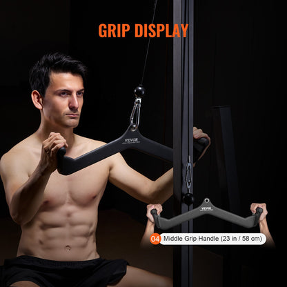 LAT Pulldown Attachment, Cable Machine Rowing V-bar Attachment, Tricep Pull Down Bar, Back Strength Training Rubber Coated Handle Grip, Bicep Curl Tricep Lat Pulldown Bar for Home Gym Fitness