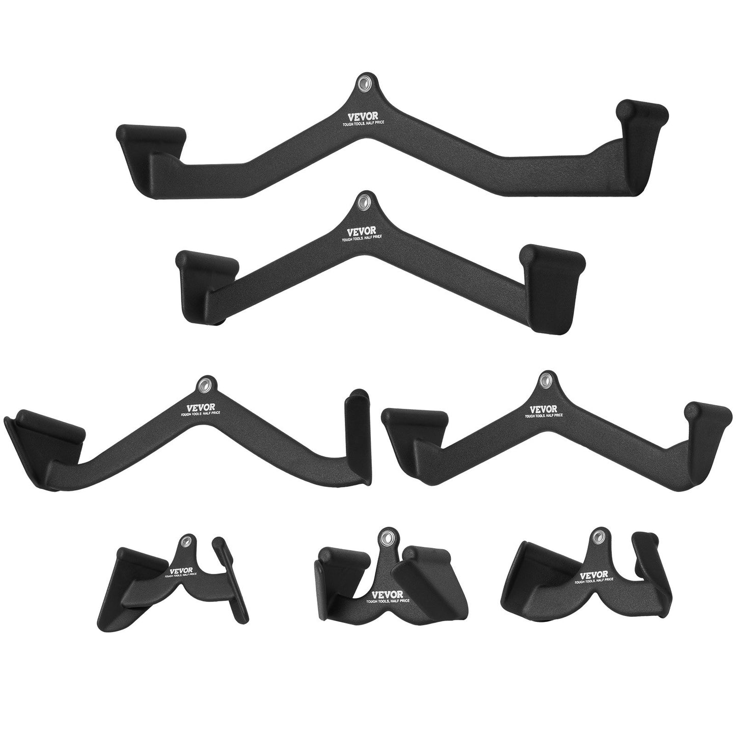 LAT Pulldown Attachments, Cable Machine Rowing T-bar V-bar 7 Set, Tricep Pull Down Bar, Back Strength Training Rubber Coated Handle Grip, Bicep Curl Tricep Lat Pulldown Bar for Home Gym Fitness