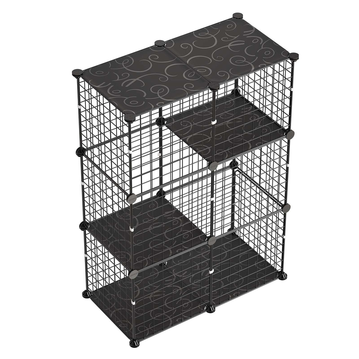 Cat Cage 3-Tier 71.1x35.5x104.1 cm DIY Cat Playpen Indoor Enclosure, Detachable Metal Wire Kennel Crate, Large Exercise Place Ideal for 1-2 Cats, Kittens, Rabbits, Ferrets & Small Animals, Black
